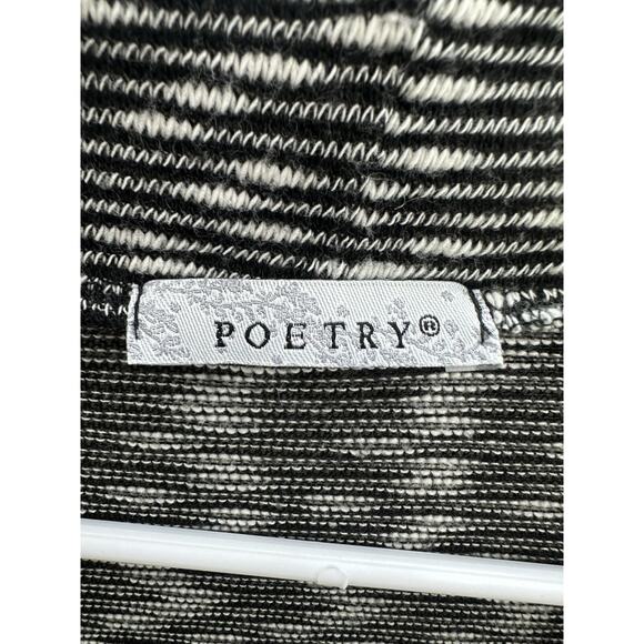 Poetry Womens Cardigan Size Large Black Striped Long Sleeve Open Front - Picture 4 of 10
